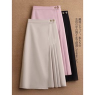 Office long side pleated A-line skirt C057 pleated skirt long skirt a line skirt