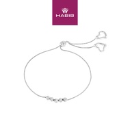 HABIB White Heart Beads Bolo Bracelet, 925 Silver