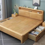 【SG Sellers】Solid Wooden Bed Frame Bed Frame With Mattress Storage Bed Frame Single/Queen/King Bed Frame