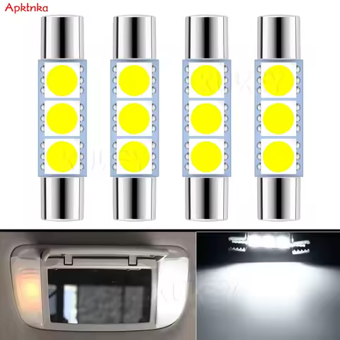 Apktnka 4x 28mm 29mm 6614F LED Light Bulbs Car Interior Vanity Mirror Lights Sun Visor Map Lighting 