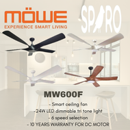 MOWE Smart พัดลมเพดาน60นิ้วพร้อมไฟ24W Led Light With Dimmer MW600F Singapore Warranty