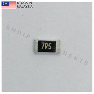 10PCS Taiwan-Grade 7.5R ±5%, 1206 SMD Resistor (7R5)