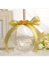5入組創意圓形塑料球透明閃亮糖果盒子掛飾婚禮禮物派對家居裝飾