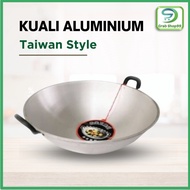 Kuali Aluminium Double Handle Taiwan Wok Wok Pan (34cm/37cm/40cm/42cm/44cm/47cm)