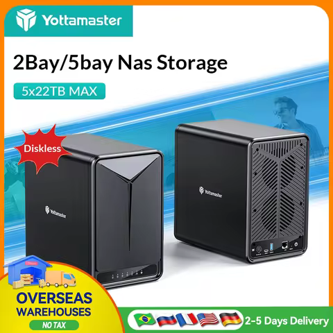 【Free Local Warehouse!】Yottamaster NAS Storage Server RAM Home Network Storage 2/5 Bay Raid 2.5”3.5“
