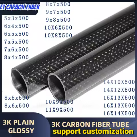 Plain Glossy 3K Carbon Fiber Tube Roll Wrapped OD5mm 6mm 7mm 8mm 9mm10mm 11mm 14mm 15mm 16mm Length 