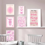 Bedroom Wall Decoration Painting Pink College Style Poster Daily Affirmations Fashion Girl Canvas Pa