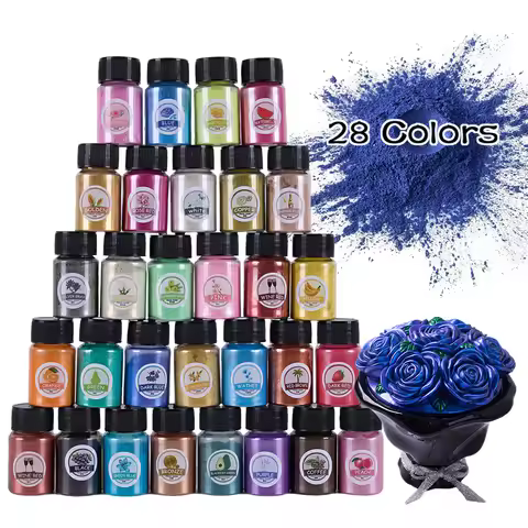 Mica Powder 28 Colors 10g Mirror Natural Mica Pearl Powder Dye Epoxy Resin Candle DIY Jewelry Making