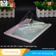 OPP Bag Self-Adhesive Bag 22 * 34 Transparent Plastic Bag Sealing A3/a4/a5/B4/b5/4 Open Paper Packag