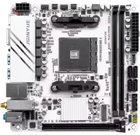 JGINYUE B450 Motherboard Supports AMD AM4 1000/2000/3000/4000/5000 DDR4 memory M.2 NVME Sata B450I-P