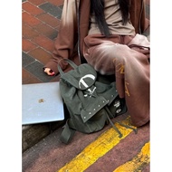 Korean Niche Brand Deinet Backpack D Letter Large Drawstring Pocket Rivet Canvas Backpack Women