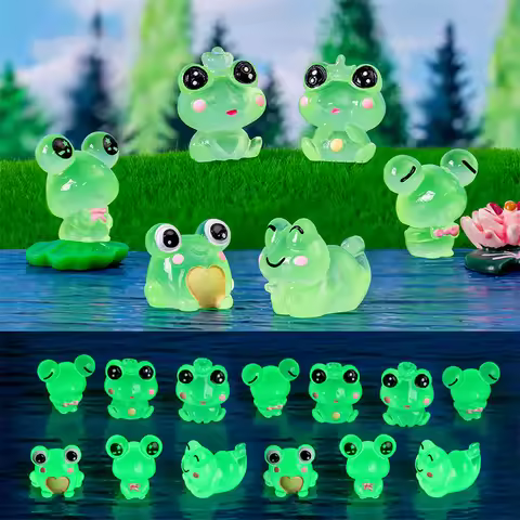 Mini Luminous Frogs Resin Fairy Garden Decor Miniature Figurines Moss Microlandscape Accessories Glo