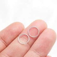 2pcs 8mm Pure Silver Nose Ring Cartilage Hoop Earrings Lip Piercing Jewelry, 22G*0.65mm