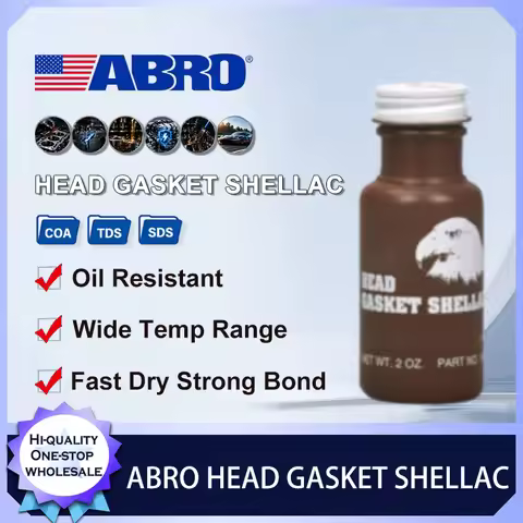 ABRO 2oz Head Gasket Shellac Heat Resistant Sealant Automotive Cylinder Head Engine Block Cooling Sy