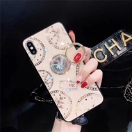 Vogue Rhinestone Clock Ring Holder Glass Phone Case OPPO A59,A73,A79,A83 With Strap UKYP