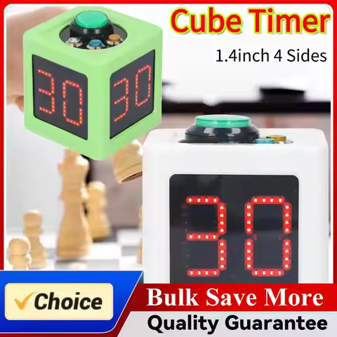 Cube Timer 1.4in 4 Sided Digital Shot Countdown Stopwatch Timer 5-Level Brightness No Battery for Pr