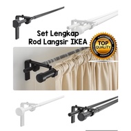 (MURAH) IKEA RACKA HUGAD Adjustable Rod Set Rod Langsir Lengkap Rod Besi