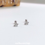 earika.earrings - gem cross piercing  จิวหูเงินแท้ไม้กางเขน (มีให้เลือกสองสี) (ราคาต่อชิ้น) เหมาะสำห