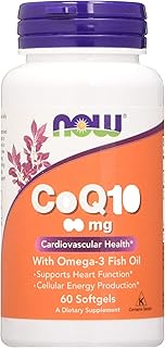 Now Foods CoQ10 with Omega-3 60 mg 60 Softgels, 60 count