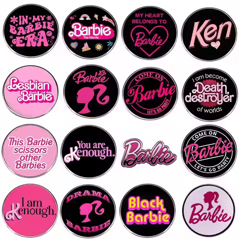 Kawaii Pink Enamel Pin Fashion Barbie Collect Badge Cosplay A Funny Gift For A Friend Jewellery Back