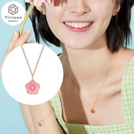Viviann Original sterling silver New Small Peach Blossom Necklace Female 18k Gold Rose Gold Fashion 