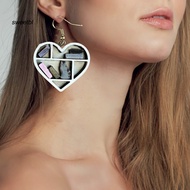 SWE Wooden Wall Hanging Wall Hanging Accessories Chic Heart-shaped Book Shelf Earrings Lightweight Anti-allergy Dangle Earrings for Wear Southeast Ear Jewelry Collection