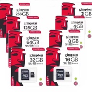 Kingston Memory Card 16-512GB Class 10คิงส์ตัน เมมโมรี่การ์ด Micro SD (SDHC) 32/64/128/256GB Class 10