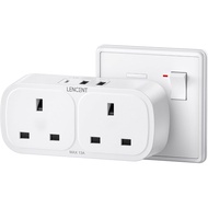 LENCENT USB Plug Extension, PD Type-c & 2 USB A Ports, 2 Way Socket Extension, 5-in-1 Outlet  Extend