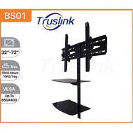 Wall Mounted Tv Brackets With Tempered Glass Shelves Tilt Holder Stand MAX Load 35KG For 32-72Inch