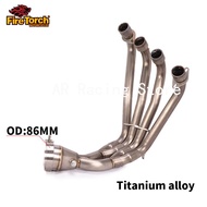 A Motorcycle Full Exhaust Systems Slip On For Honda CBR650F CBR650R CBR650 Exhaust Pipe Titanium Alloy Front Link Pipe E