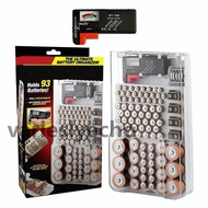 Battery Organizer Storage Case with Hinged Clear Cover Removable Battery Tester Holds 93 Batteries f