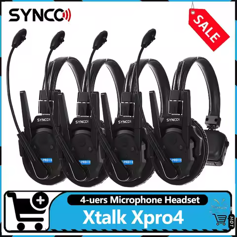 Synco Xtalk XPro4 2.4G Wireless Mastree Free Intercom Microphone Headset Full Duplex 1640' Transmiss