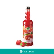HILLKOFF : น้ำผลไม้เข้มข้น น้ำเชื่อมแต่งกลิ่น Ding Fong Syrup ติ่งฟง ไซรัป กลิ่น Strawberry ขนาด 750 ml.