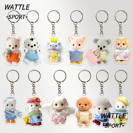 WATTLE Sylvanian Families Doll Keychain, Cute Forest Family Poodle Doll Keyrings, Funny Mini Animal 