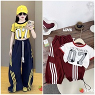 H87_ Girls HipHop Pants Set, Crop Top 07 07 Girls
