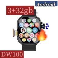 Latest 4G SIM Card DW100 ultra 2 smartwatch 3+32GB AMOLED rotating camera download app on Google Sto