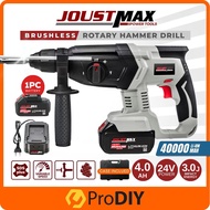 PRODIY JOUSTMAX JST-RH24V Cordless Brushless Hammer Drill Rotary Hammer Drill SDS Gerudi Dinding Dri