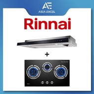 Rinnai RH-S309-GBR-T Slimline Hood With Touch Control + RINNAI RB-783G FLEXIHOB 78CM 3 BURNER GLASS BUILT-IN GAS HOB