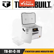 One Piece TOUGHBUILT STACKTECH Large Insulated Cooler Box, 38Qt Capacity For All-Day Freshness With 