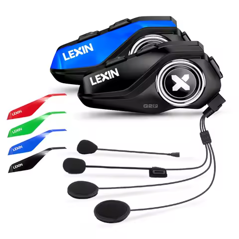 LEXIN-G2P Motorcycle Bluetooth Helmet Intercom Big Button Design &Up To Pair 6 Riders,Exchangeable P