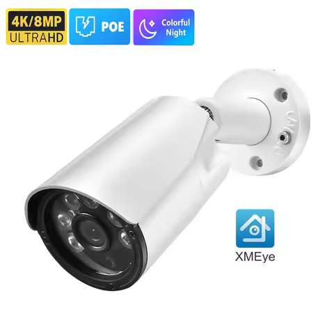 AZISHN Wide Angle 2.8mm FULL Color 4K 8MP H.265 IP Camera P2P AI Face Detection IP67 POE Video Outdo