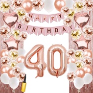 (SG SELLER) 40th Birthday Decorations, 40th Birthday Balloon, Black and Gold Birthday Decorations Se