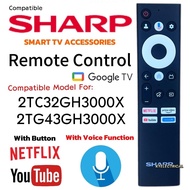 【With Voice Function】Sharp Google TV Remote Control For 2TC32GH3000X / 2TG43GH3000X