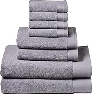 Hand Towels Set of 8 in Grey | Premium Hotel & Spa Quality | 2 Bath Towels 70 x 140 cm, 2 Hand Towel