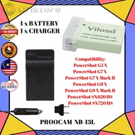 NB-13L PROOCAM BATTERY LI-ON & CHARGER VILOSO CAMERA FOR CANON POWERSHOT G5 X, G7 X, G7 X Mark II, G