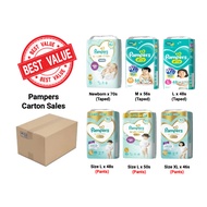 NEW Pampers Premium Care Pants L48,L50,XL 50 / Baby Dry Taped Newborn 70s, M 56s, L 48s  / Carton Sales only