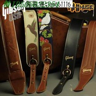 la31/美產吉普森Gibson USA電吉他 民謠木吉他 牛皮 刺繡 舒適復古背帶