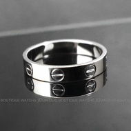 金鐸精品~C785 CARTIER 卡地亞 LOVE系列經典款750/1000白K金54號小型款戒指