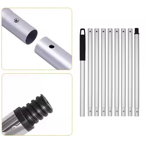 9PCS Metal Extension Rod 0.42m To 3.6m Adjustable Aluminum Telescopic Pole With Non-slip Grip Multi-