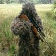 Baju sniper berburu/baju ghilie sniper/baju penyamaran tni di hutan/baju rumput sniper Indonesia